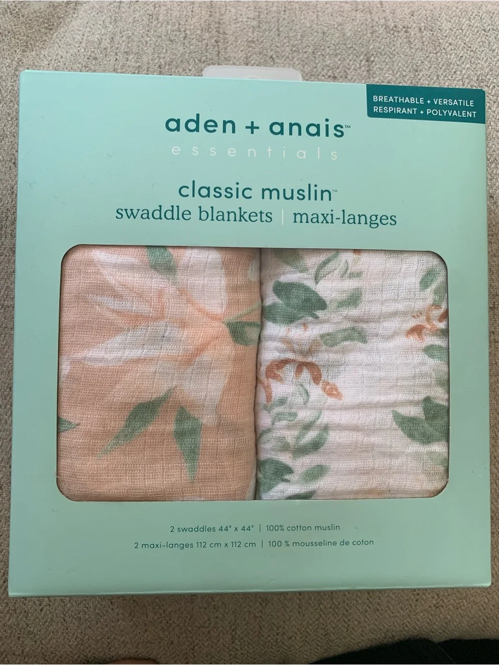 aden + anais essentials Classic Muslin Swaddle Blankets,Butterfly Garden 2-Pack